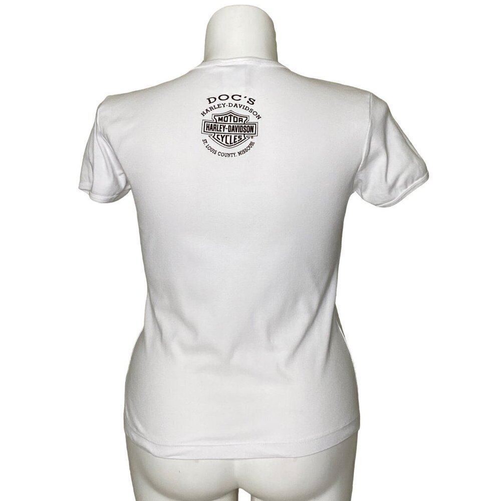 Harley Davidson White Anniversary T-Shirt, Doc's Harley St. Louis Women's XL - Picture 5 of 10